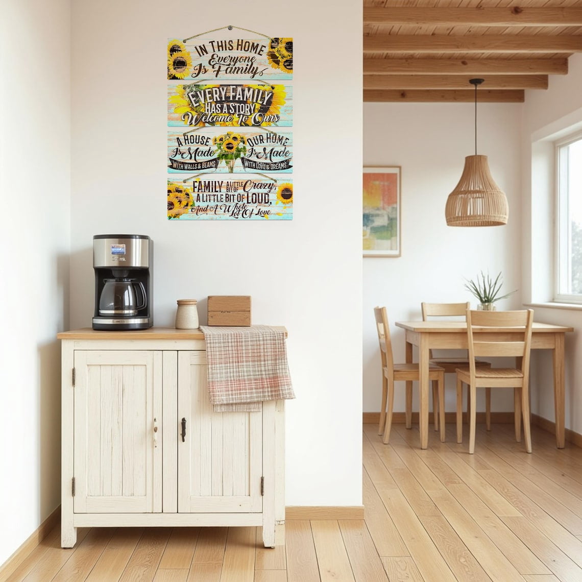 Rustic Sunflower Hanging Wood Signs Farmhouse Family Quotes 4-Pack ...