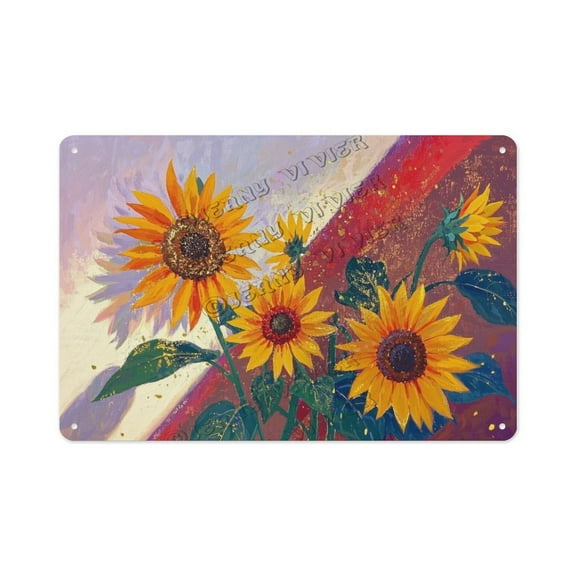 Rustic Sunflower Metal Sign  8x12 Inch Vintage Tin Wall Art for Kitchen, Garden, Porch, and Living Room  Gift for Nature Lovers and Garden Enthusiasts
