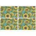 thumbnail image 1 of Rustic Sunflower Placemats Set of 4, Machine Washable Durable Linen Table Mats with Heat Resistant Boho Floral Design Featuring Bees, Butterflies, and Yellow Bloom Pattern, 1 of 6