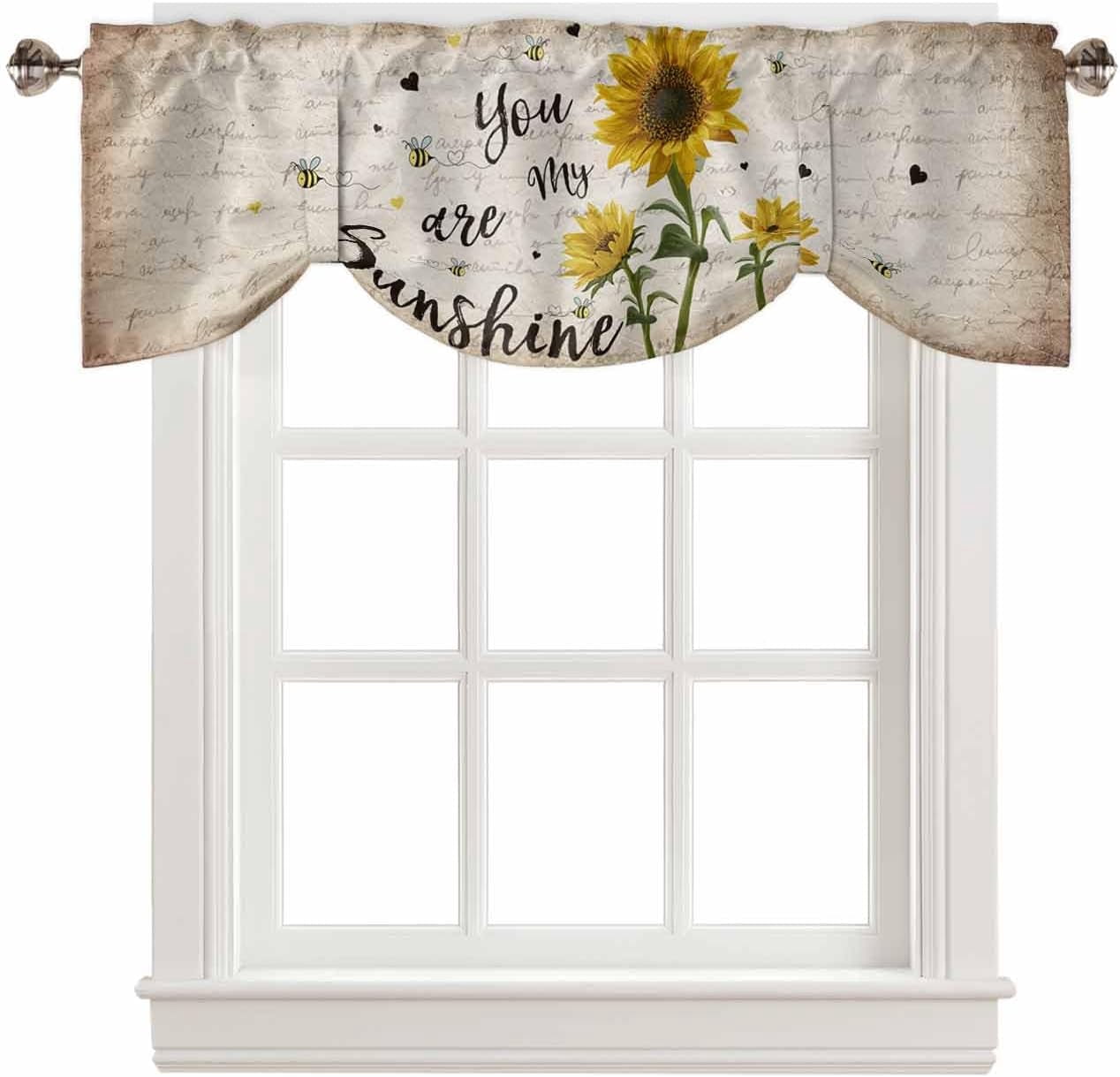 Rustic Sunflower Small Window Valance Curtains for Bathroom Kitchen, 1 ...
