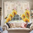 thumbnail image 1 of Rustic Sunflower Swag Curtain Valance for Windows, Bee Country Floral Retro Letter Background Window Treatments Short Swag Topper for Kitchen Windows Bathroom Bedroom, 36"x45", 1 of 8