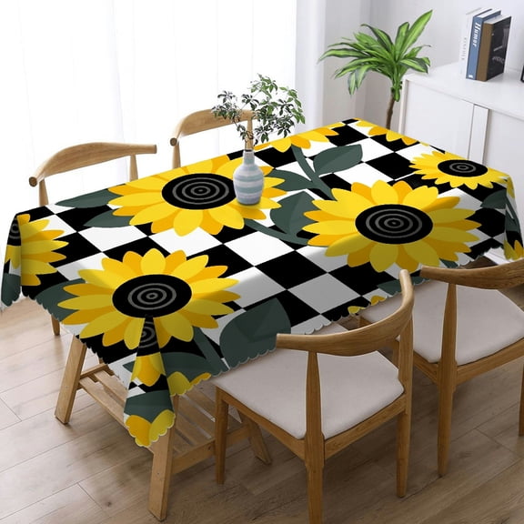 Rustic Sunflower Tablecloths for dining table, Polyester Tablecloths - Holiday Party Tablecloth Rectangular Tablecloth, Cafe, dinner, picnic