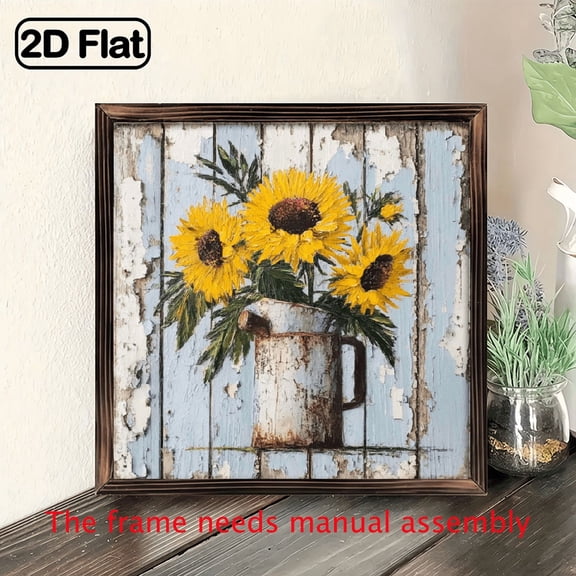 Rustic Sunflower Wooden Hanging Sign - 8x8 Inch Wood Wall Decor with Vintage Design, Perfect Gift for Mother'S Day, Grandma, or Home, Kitchen, or Cafe Decoration, Sunflower Decor