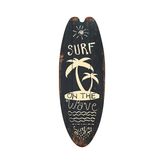 Rustic Surfboard Wall Art with Lighthouse Design Perfect for Summer Beach Party Decor, Nautical Theme