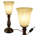 thumbnail image 1 of Rustic Bronze Table Lamp with Marbleized Alabaster Glass Lamp Shade - Antique Style Table Lamps for Living Room with Thick Glass Shade - Vintage Farmhouse Style Table Lamps for Bedroom Bronze, 1 of 9