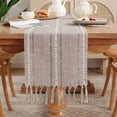 thumbnail image 1 of Rustic Table Runner with Tassels, Boho Table Runners, Farmhouse Table Runner for Holiday Party Home Decor Bohemian Dining Wedding-Coffee, 13x108 Inches, 1 of 6