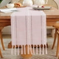 thumbnail image 1 of Rustic Table Runner with Tassels, Boho Table Runners, Farmhouse Table Runner for Holiday Party Home Decor Bohemian Dining Wedding-Rose Pink, 13x108 Inches, 1 of 7