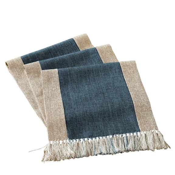 Rustic Table Runner With Fringe Long For Rectangle Tables Heat Resistant Dining Style Runners 15 X 79 Inch Blue