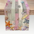 thumbnail image 1 of Rustic Table Runners 13X72 Inches Long Dresser Scarfs, Retro Barn Wood Table Runner, Pink Beach Theme Seashells Starfish Farmhouse Style for Coffee Table, Holiday Parties, Events Dinner, Home Decor, 1 of 5