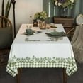 thumbnail image 1 of Rustic Tablecloth Classic Plant Leaf Printed Linen Fabric Table Cover Farmhouse Decoration 60x102 inches Rectangle/Oblong Ivory/OliveGreen for Kitchen Dining, 1 of 6