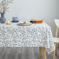 thumbnail image 1 of Rustic Tablecloth Classic Plant Leaf Printed Linen Fabric Table Cover Farmhouse Decoration 60x84 inches Rectangle/Oblong Blue for Kitchen Dining, 1 of 5