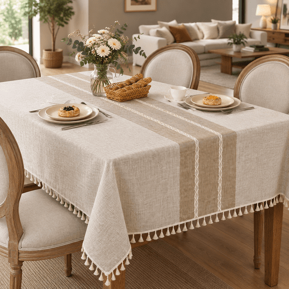 Rustic Tableclothton Linen Waterproof Farmhouse Burlap Table Cloths For ...