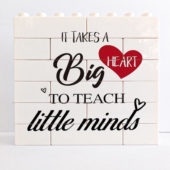 Rustic It Takes A Big Heart To Teach Little Minds Sign Teacher Appreciation Gift Building Bricks Blocks Puzzles Farmhouse Home Classroom Desk Shelf Decor