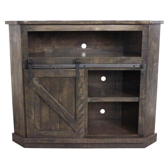 Rustic Tall Alcove Corner TV Stand, Green