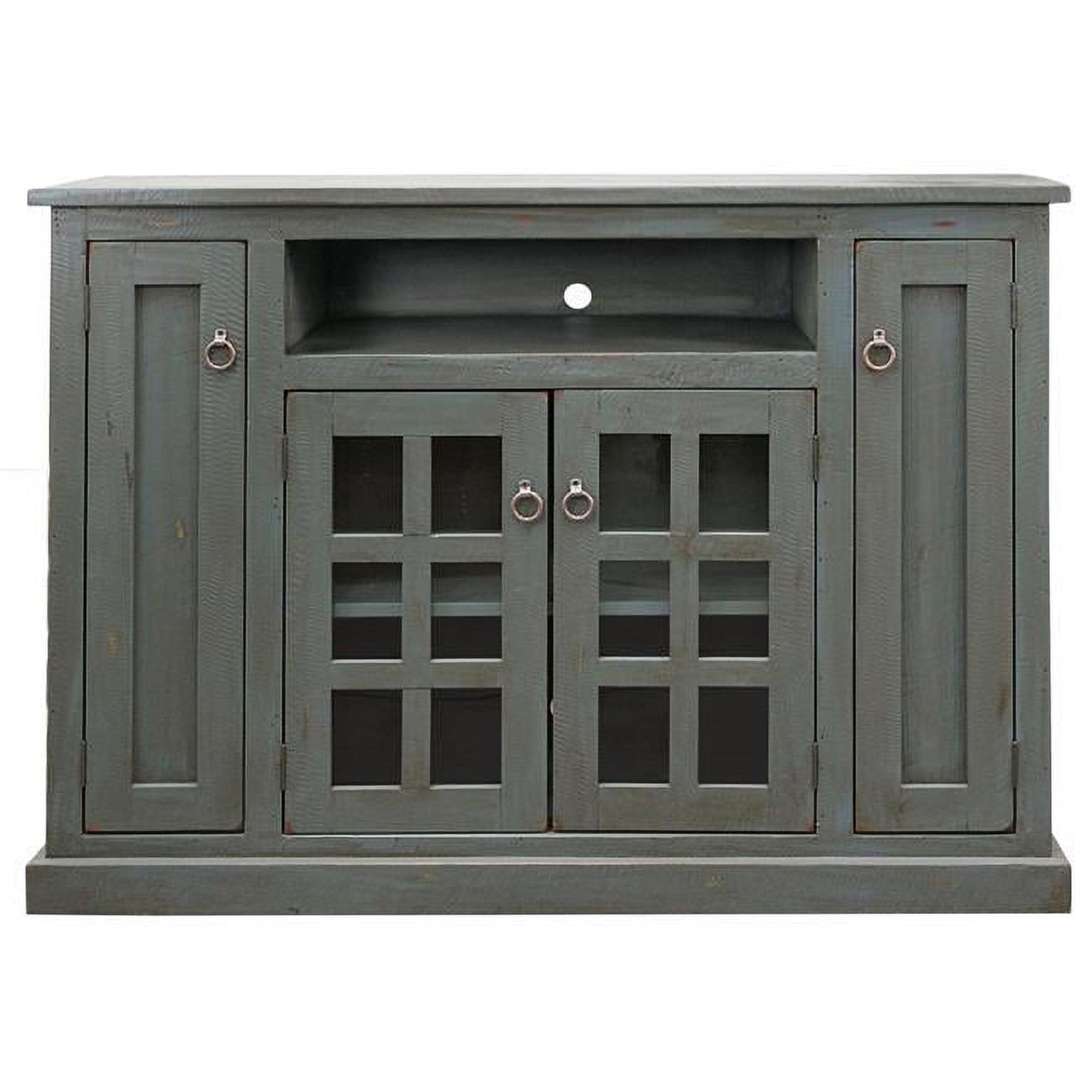 Rustic Tall TV Stand with 2 Flat Panel Doors, Green