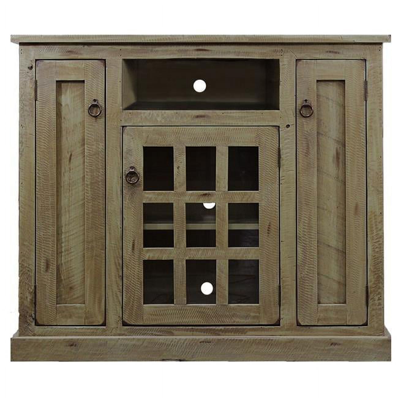 Rustic Tall TV Stand with 2 Flat Panel Doors, Havana Gold