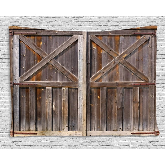 Rustic Tapestry, Old Wooden Barn Door of Farmhouse Oak Countryside Village Board Rural Life Photo Print, Wall Hanging for Bedroom Living Room Dorm Decor, 60W X 40L Inches, Brown, by Ambesonne