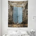 thumbnail image 1 of Rustic Tapestry, Stone Wall of Dated Closed Barn Gothic Medieval European Urban City Town Scenery, Wall Hanging for Bedroom Living Room Dorm Decor, 60W X 80L Inches, Blue Grey, by Ambesonne, 1 of 2