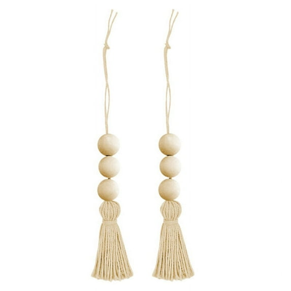 Rustic Tassle Beads Wooden Garland Farmhouse Wall Hanging Decor Handmade Gift