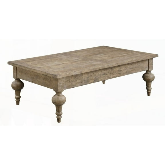 Rustic Taupe Coffee Table - Easy to Assemble & Care! 52" Long x 32" Wide x 18" High