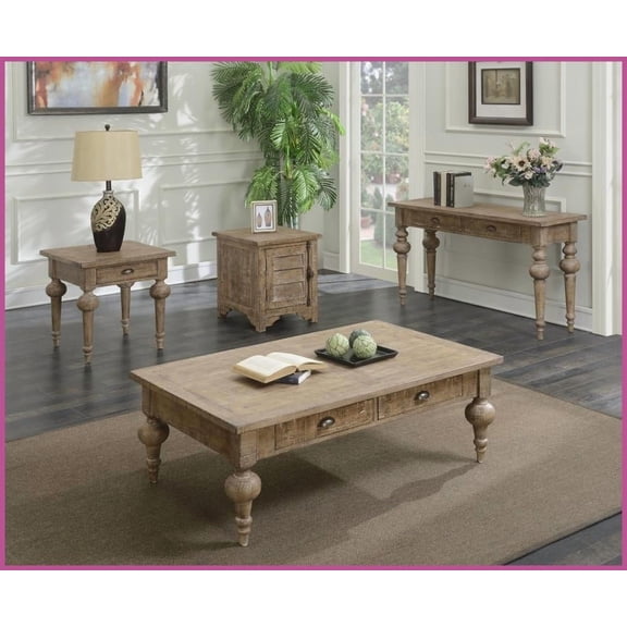 Rustic Taupe Living Room Coffee Table Easy Assembly, Easy-Clean, 52"L x 32"W x 18"H