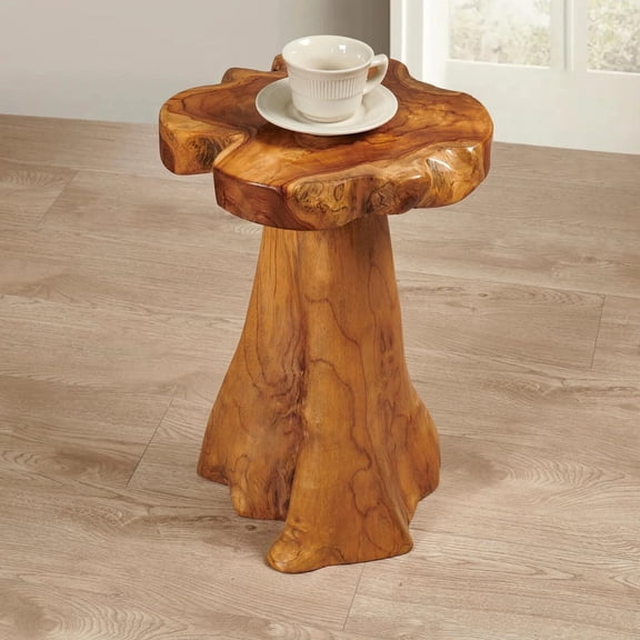 Rustic Teak Tree Stump Table Live Edge Side Table or Stool, Natural Wood, Gift