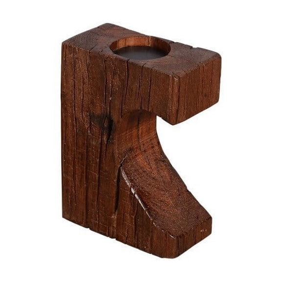 Rustic Teak Wood Railroad Tie Candle Holder | Distressed Aged Wooden Candle Stand | Rustic Ranch Style Decor | Unique One-Of-A-Kind Gift