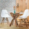 thumbnail image 1 of Rustic Teak Wood Root Bar Table Including 47 Inch Round Glass Top, 1 of 5