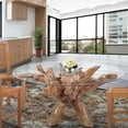 thumbnail image 1 of Rustic Teak Wood Root Dining Table Including 55 Inch Round Glass Top, 1 of 5
