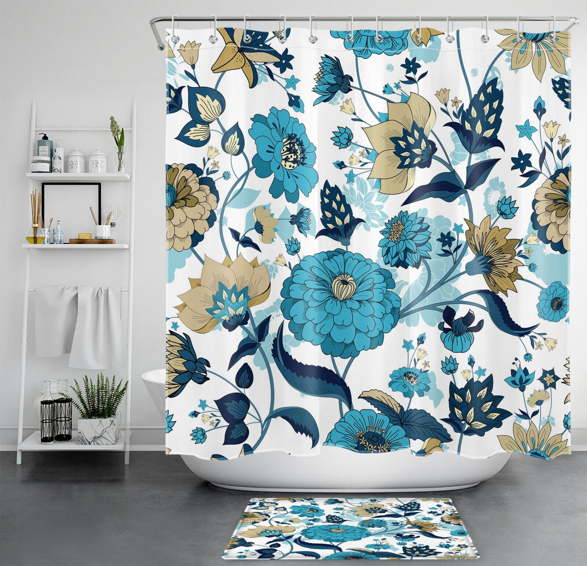 Rustic Teal Blue Farmhouse Shower Curtain Add Vintage Charm to Your