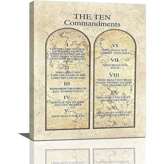 Rustic Ten Commandment Wall Art Christian 10 Commandments Wall Decor Religious Bible Verses Poster God Quotes Canvas Pictures Prints Framed Modern Artwork for Living Room Bathroom Bedroom 12"x16"