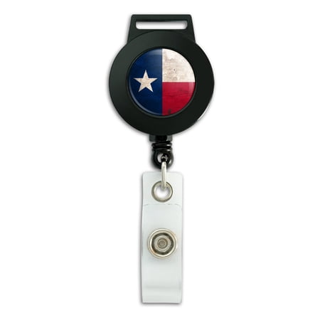 Rustic Texas State Flag Distressed USA Lanyard Retractable Reel Badge ID Card Holder