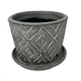 thumbnail image 1 of Rustic Thai Garden Charcoal Ceramic Pot with Attached Saucer - 6" x 6", 1 of 2