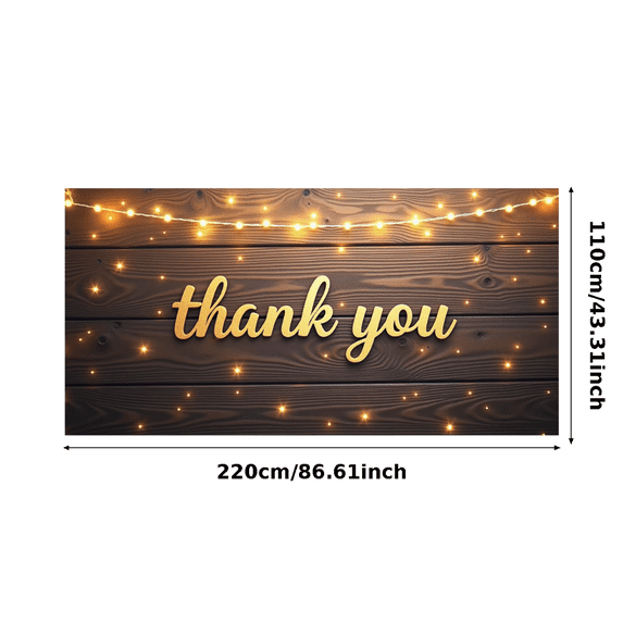 Rustic Thank You Banner Fairy Lights Celebration Banner Elegant Decor for Wedding Party Indoor Outdoor