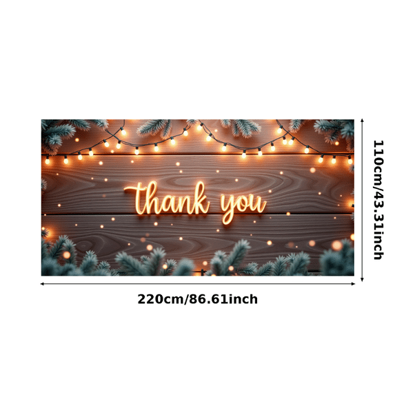 Rustic Thank You Banner Fairy Lights Celebration Banner Elegant Decor for Wedding Party Indoor Outdoor
