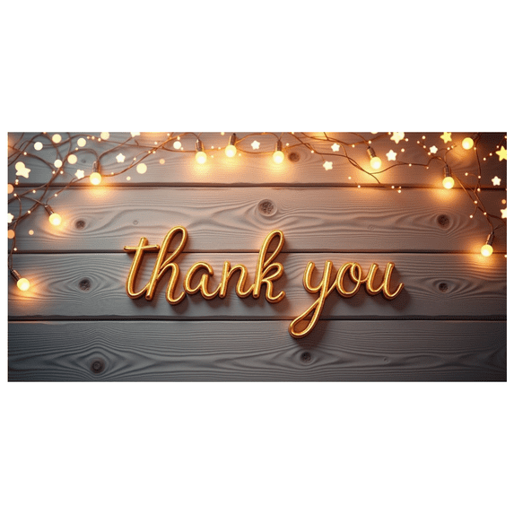 Rustic Thank You Banner Fairy Lights Celebration Banner Elegant Decor for Wedding Party Indoor Outdoor