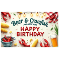 thumbnail image 1 of Rustic Theme Birthday Banner Beer Design Crawfish Elements Event Decoration Party Prop for Outdoor Celebration Picnic Summer Party, 1 of 7