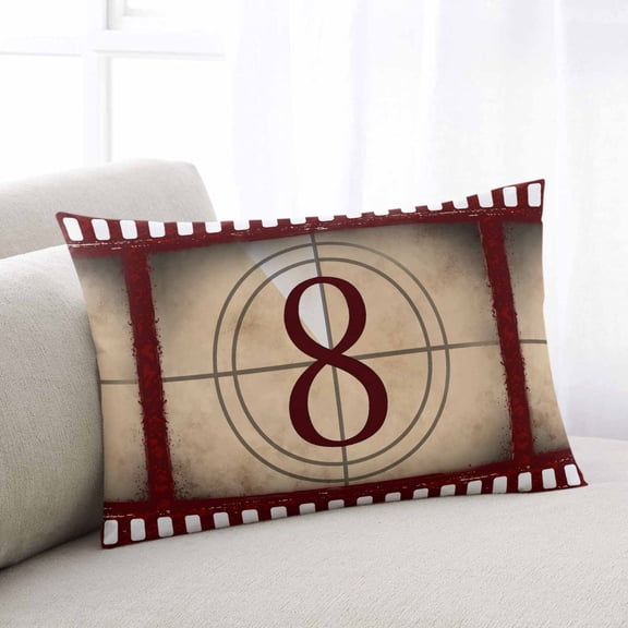 Rustic Throw Pillow Cover, Retro Movie Films Geometric Number 8 Rectangle Decorative Pillow Case Protector Soft Cushion Cover Lumbar Pillowcase for Couch Sofa Bedroom Car Chair Decor 16x24 Inch