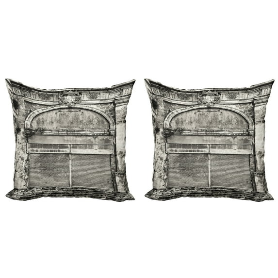 Ambesonne Rustic Throw Pillow Cover 2 Pack, Historic Old Store Front, 18", Grey