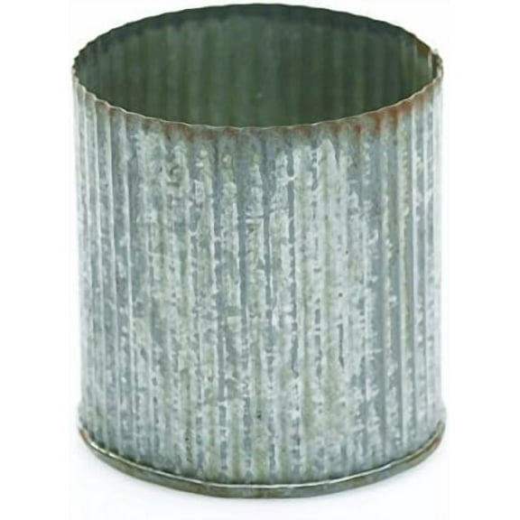 Rustic Tin Vase, Corrugated Sides, 3.25x3.25", Galvanized Metal, 6pk$$Home Decor, Kitchen, & Other