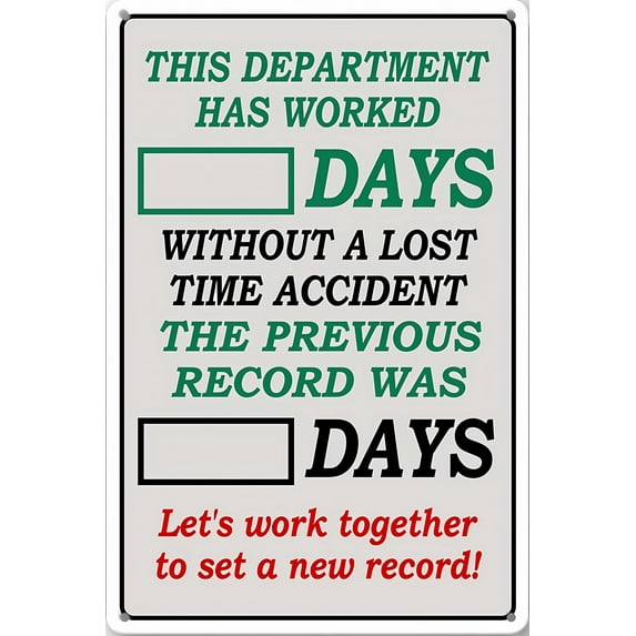 Rustic TinIron Warning Sign Days Since Last Incident - 8"x12" Sign, Workplace Safety Decor for Home Business Factory Warehouse