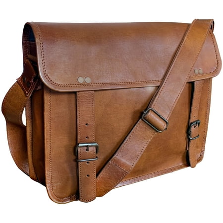 Rustic Town 15" Genuine Leather Handmade Crossbody Messenger Satchel Laptop Bag