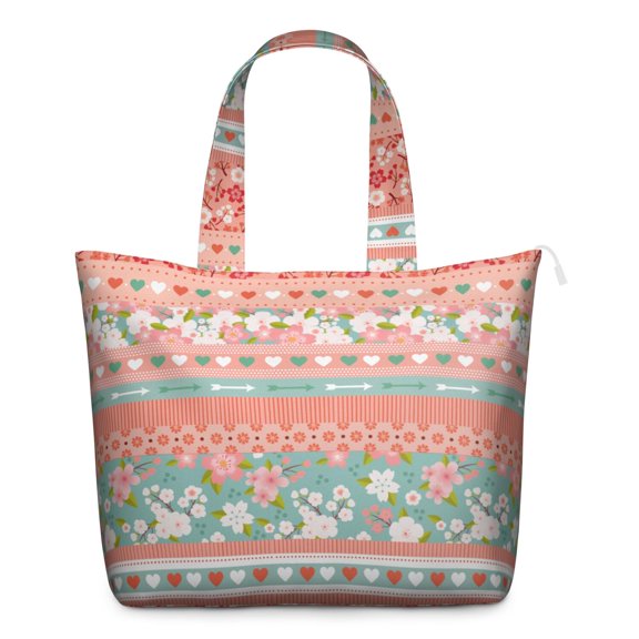 Rustic Travel Duffel with Tribal Patterns, Vintage Aesthetic Room Decor-Inspired Tote Bag with Waves and Natural Style, Carry-on for Women