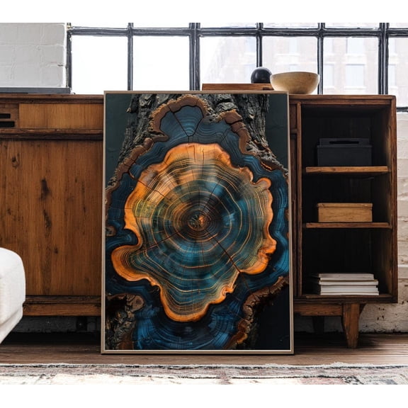 Rustic Tree Ring Art Print Abstract Earthy Wall Decor Poster Decor, Unframed Canvas Size 8x12 F03.1.22l1203