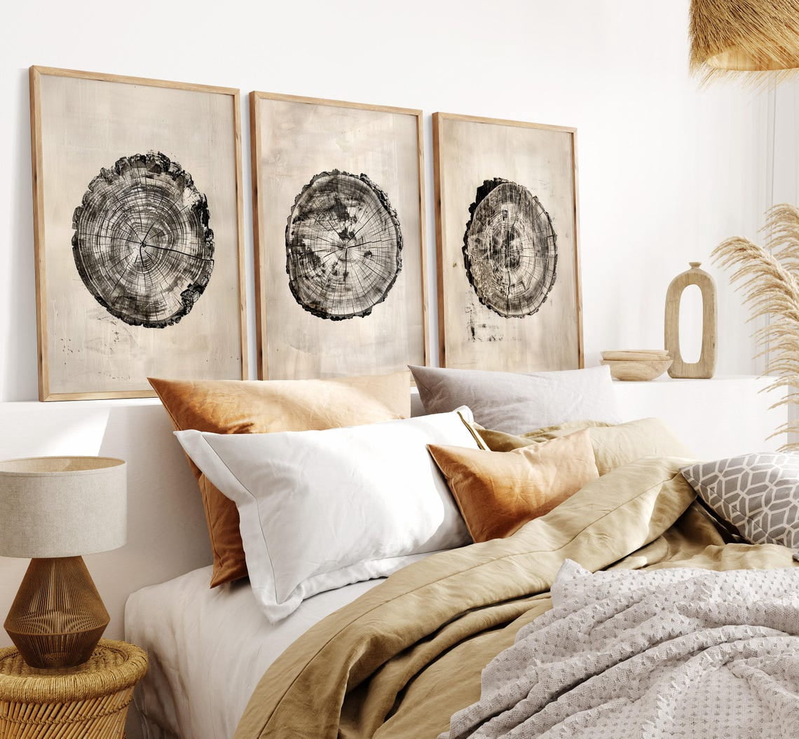 Rustic Tree Ring Prints Set Of 3, Abstract Wood Wall Art - Walmart.com