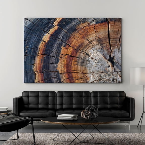 Rustic Tree Ring Wall Art Abstract Wood Texture Farmhouse Log Slice Industrial Loft Earthy Print, Unframed Paper Poster 8x10in