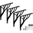 thumbnail image 1 of Rustic Tree Shelf L Brackets by Balin Designs (Black) for 10"-12” Shelves - Heavy-Duty Decorative Metal Mantel Bracket Supports - Easy Installation with Included Hardware - Set of 4, 1 of 8