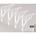 thumbnail image 1 of Rustic Tree Shelf L Brackets by Balin Designs (White) for 6 inch - 8 Inch Shelves - Heavy-Duty Decorative Metal Mantel Bracket Supports - Easy Installation with Included Hardware - Set of 4, 1 of 8