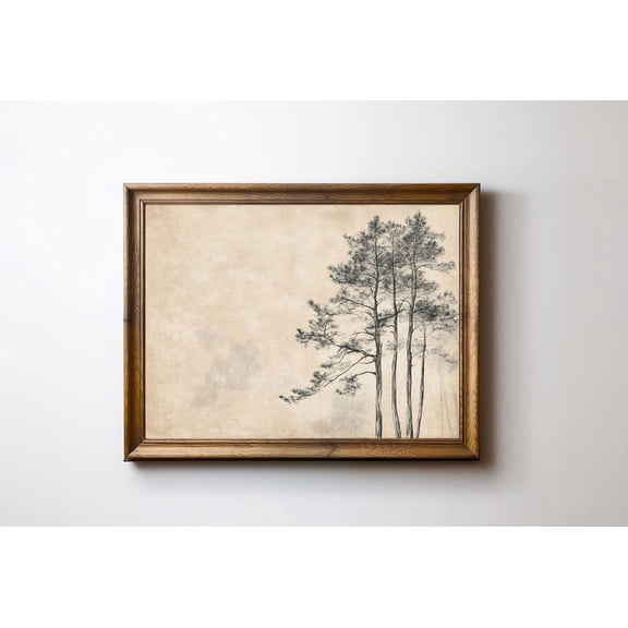 Rustic Tree Sketch Antique Rustic Tree Sketch Forest Wall Art Poster Neutral Vintage Minimalist Art Poster E761, Unframed Poster Size 24x36 F03.1.18l248