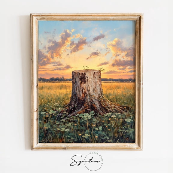 Rustic Tree Stump Wall Art, Vintage Nature Scene, Earthy Forest Decor, Gnarly Tree, Cottagecore 3877 Unframed Paper Print
